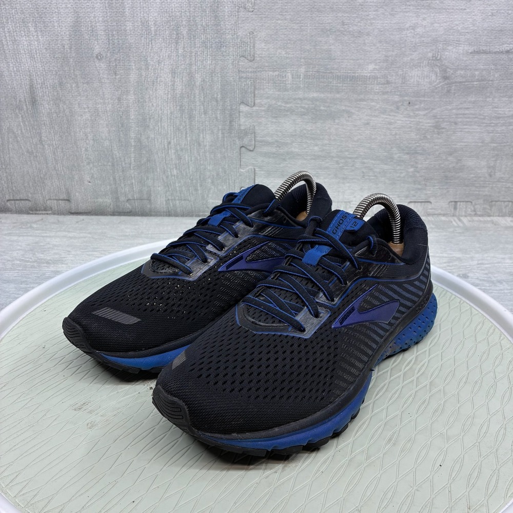 Brooks Ghost 12 Running Shoes Mens 8 Black Blue Mesh Sneakers‎ 1103161D024